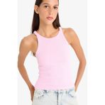 DeFacto Slim Fit Halter Yaka Basic Fitilli Kaşkorse Atlet, S, E2176AX25SP, Pembe-PN649