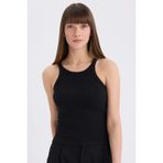 DeFacto Slim Fit Halter Yaka Basic Fitilli Kaşkorse Atlet, S, E2176AX25SP, Siyah, Kadın