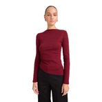 DeFacto Slim Fit Kayık Yaka Ribana Uzun Kollu Bordo Tişört, 2XL, G1581AX25AU, Bordo-BR115, Kadın