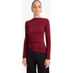 DeFacto Slim Fit Kayık Yaka Ribana Uzun Kollu Tişört G1581AX25AU - Bordo-BR115 - XS