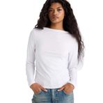 DeFacto Slim Fit Kayık Yaka Uzun Kollu Beyaz Tişört, M, F9029AX25AU, Beyaz-WT83, Kadın