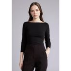 DeFacto Slim Fit Kayık Yaka Uzun Kollu Tişört, M, G9577AX26SP, Siyah-BK81, Kadın