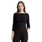 DeFacto Slim Fit Kayık Yaka Uzun Kollu Tişört, XL, G9577AX26SP, Siyah, Kadın
