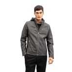 DeFacto Slim Fit Suni Deri Mont Dar Kesim Kapüşonlu Fermuarlı Antrasit M