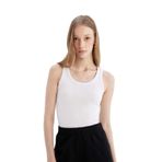 DeFacto Slim Fit U Yaka Basic Ribana Atlet, 2XL, C9826AXNS, Beyaz-WT34, Kadın