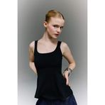 DeFacto Slim Fit U Yaka Bürümcük Atlet, M, H3876AX26SM, Siyah, Kadın