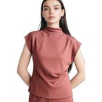 DeFacto Slim Fit Yarım Balıkçı Yaka Bordo Tişört, M, F7760AX26SP, Bordo-BR303, Kadın