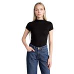 DeFacto Slim Fit Yarım Balıkçı Yaka Kısa Kollu Siyah Tişört, 2XL, E5906AX25SP, Siyah-BK81, Kadın
