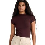 DeFacto Slim Fit Yarım Balıkçı Yaka Kısa Kollu Tişört, 2XL, E5906AX25SP, Kahve-BN267, Kadın