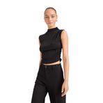 DeFacto Slim Fit Yarım Balıkçı Yaka Kolsuz Bluz, XL, F6908AX25AU, Siyah-BK81, Kadın