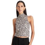 DeFacto Slim Fit Yarım Balıkçı Yaka Leopar Desenli Kolsuz Bluz, L, D5542AX24AU, Kahve-BN287, Kadın
