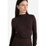 DeFacto Slim Fit Yarım Balıkçı Yaka Ribana Uzun Kollu Tişört G7701AX25WN - Kahve-BN340 - XL
