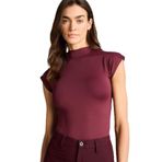 DeFacto Slim Fit Yarım Balıkçı Yaka Tişört Bordo, M, G9197AX26SP, Bordo-BR304, Kadın