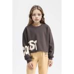 DeFacto Slogan Baskılı Kalın Kumaş Antrasit Kız Çocuk Sweatshirt D2882A8/AR227