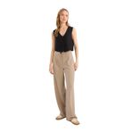 DeFacto Standart Boy Kumaş Palazzo Pantolon Wide Leg Geniş Bol Paça Basic Düz Yüksek Bel, 36, C6402AX25SP, Kahve, Kadın