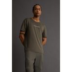 DeFacto Standart Fit Bisiklet Yaka Baskılı Kısa Kollu Spor Tişört, L, C9268AX25AU, Haki-KH398, Erkek