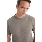 DeFacto Standart Fıt Bisiklet Yaka Triko Kısa Kollu Tişört, 2XL, E3255AX25SM, Gri-GR431, Erkek