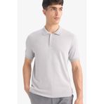 DeFacto Standart Fit Polo Yaka Kısa Kollu Triko Tişört, XS, E3241AX25SP, Gri-GR192, Erkek
