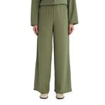 DeFacto Straight Fit Beli Lastikli Basıc Bürümcük Pantolon, XL, D7522AX25SP, Haki-KH503, Kadın