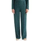 DeFacto Straight Fit Beli Lastikli Geniş Paça Pantolon, M, F1016AX25AU, Yeşil-GN650, Kadın