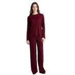 DeFacto Straight Fit Bürümcük Pantolon, XL, E9890AX25AU, Bordo-BR160, Kadın