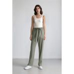 DeFacto Straight Fit Çift Cepli Yüksek Bel Düz Paça Modal Kumaş Pantolon, 42, TYC5F14B4598739300, Yeşil-GN460, Kadın