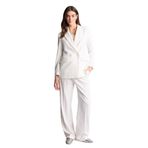 DeFacto Straight Fit Fermuarlı Yüksek Bel Standart Boy Pantolon, 42, E7238AX26SP, Beyaz-WT84, Kadın