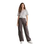 DeFacto Straight Fit Gabardin Pantolon Kargo Cepli Normal Bel Düz Paça, 34, D3762AX24AU, Gri-GR310, Kadın