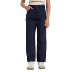 DeFacto Straight Fit Geniş Bol Paça Cepli Pamuklu Okul Pantolonu Kız Çocuk, 5-6 Yaş, C9471A825AUNV253-1013002, Lacivert, Kız Çocuklar