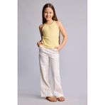 DeFacto Straight Fit Geniş Paça Gabardin Pantolon Kız Çocuk H2977A826SM - Ekru-ER105 - 7 - 8 Yaş