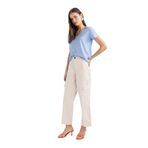 DeFacto Straight Fit Kargo Cepli Yüksek Bel Geniş Paça Gabardin Kumaş Pantolon, 40, A9200AX24SM, Bej-BG422, Kadın