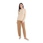 DeFacto Straight Fit Lastikli Bel Piliseli Pantolon, 40, D4405AX24WN, Kahve-BN233, Kadın