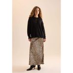 DeFacto Straight Fit Normal Bel Leopar Desenli Saten Maxi Etek, 42, D6886AXNS, Ekru-ER103, Kadın