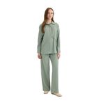 DeFacto Straight Fit Standart Paça Krinkıl Kumaş Pantolon, 36, D8680AX25SP, Yeşil-GN1107, Kadın