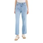 DeFacto Straight Fit Yüksek Bel Bilek Boy Jean Yıkamalı Pantolon, 34, E3191AX25SP, Mavi, Kadın