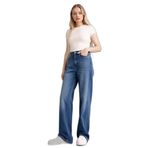 DeFacto Straight Fit Yüksek Bel Uzun Jean Yıkamalı Pantolon, 40, G3541AX26SP, Mavi, Kadın