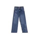 DeFacto Straight Wide Çiçek Baskılı Jean Pantolon Kız Çocuk, 11-12 Yaş, G7740A826SP, Mavi-NM34, Kız çocuk