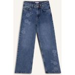 DeFacto Straight Wide Çiçek Baskılı Jean Pantolon Kız Çocuk G7740A826SP - Mavi-NM34 - 7 - 8 Yaş