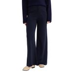 DeFacto Straight Wide Düz Paça Triko Pantolon Lacivert, 2XL, G1203AX25WN, Lacivert-NV256, Kadın