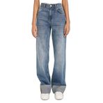 DeFacto Straight Wide Normal Bel Uzun Jean Yıkamalı Pantolon, 36, G8852AX26SP, Mavi-NM34, Kadın