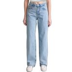 DeFacto Straıght Wıde Yüksek Bel Jean Yıkamalı Pantolon, 40, H3095AX26SM, Mavi-NM39, Kadın