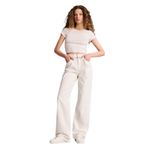DeFacto Straight Wide Yüksek Bel Uzun Jean Pantolon, 42, H1641AX26SM, Beyaz-WT1, Kadın