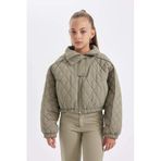 Defacto Su Geçirmez Dik Yaka Çıtçıtlı Kapitone Beli Lastikli Cepli Şişme Mont Kız Çocuk, 7-8 Yaş, Kapitone Şişme Mont, Haki, Kız Çocuk, 7/8 Yaş (128cm)