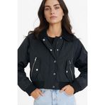 DeFacto Su Geçirmez Polo Yaka Crop Mont, S, E8699AX25AU, Siyah-BK27, Kadın