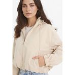 DeFacto Su Geçirmez Regular Fit Kapüşonlu Fermuarlı Crop Mont, L, Kapüşonlu Fermuarlı Crop Mont, Bej-BG730, Kadın