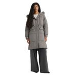 DeFacto Su Geçirmez Regular Fit Kapüşonlu Fermuarlı Parka, M, Regular Fit Kapüşonlu Fermuarlı Parka, Gri-GR490, Kadın