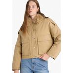 DeFacto Su Geçirmez Regular Fit Kapüşonlu Pamuklu Mont, M, Regular Fit Kapüşonlu Mont, Bej-BG501, Kadın