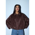 DeFacto Su Geçirmez Regular Fit Süet Mont, L, Regular Fit Süet Mont, Kahve-BN530, Kadın