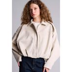 DeFacto Su Geçirmez Regular Fit Süet Mont, XS, Regular Fit Süet Mont, Ekru, Kadın