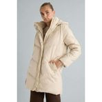 DeFacto Su Geçirmez Relax Fit Kapüşonlu Suni Deri Parka, L, Relax Fit Kapüşonlu Suni Deri Parka, Ekru-ER170, Kadın